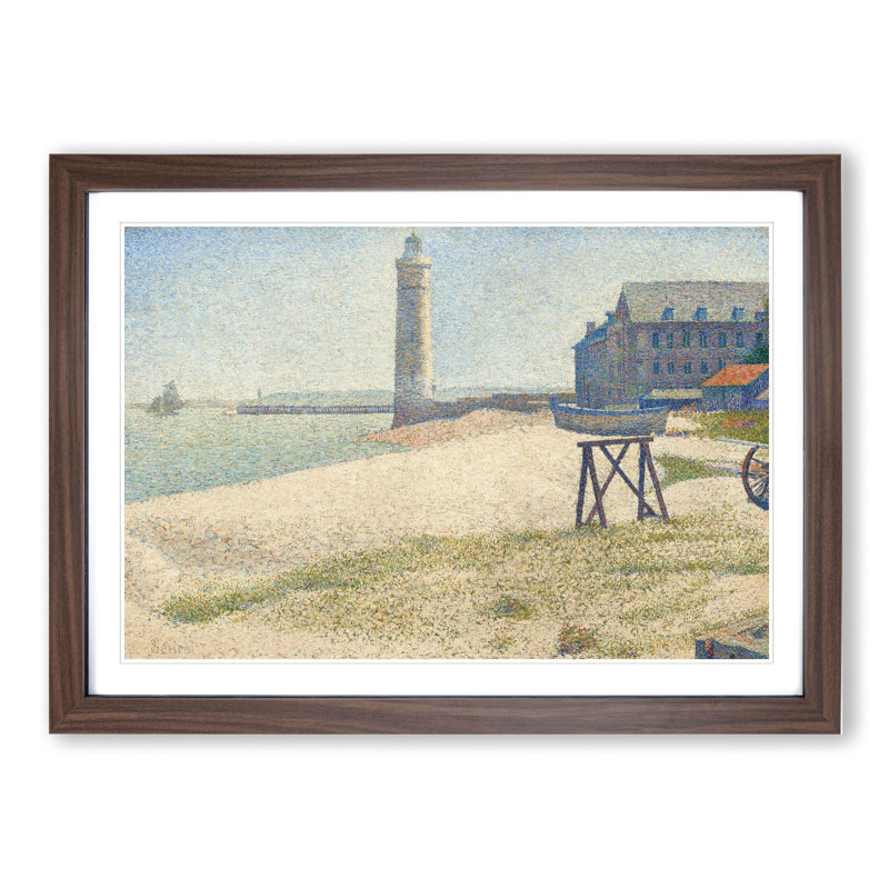 The Lighthouse at Honfleur by Georges Seurat - Picture Frame Painting, 36cm H x 48cm W x 2cm D, Walnut