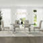 Ensemble de table de salle à manger de luxe blanc et argent avec chaises en velours blanc-623423158