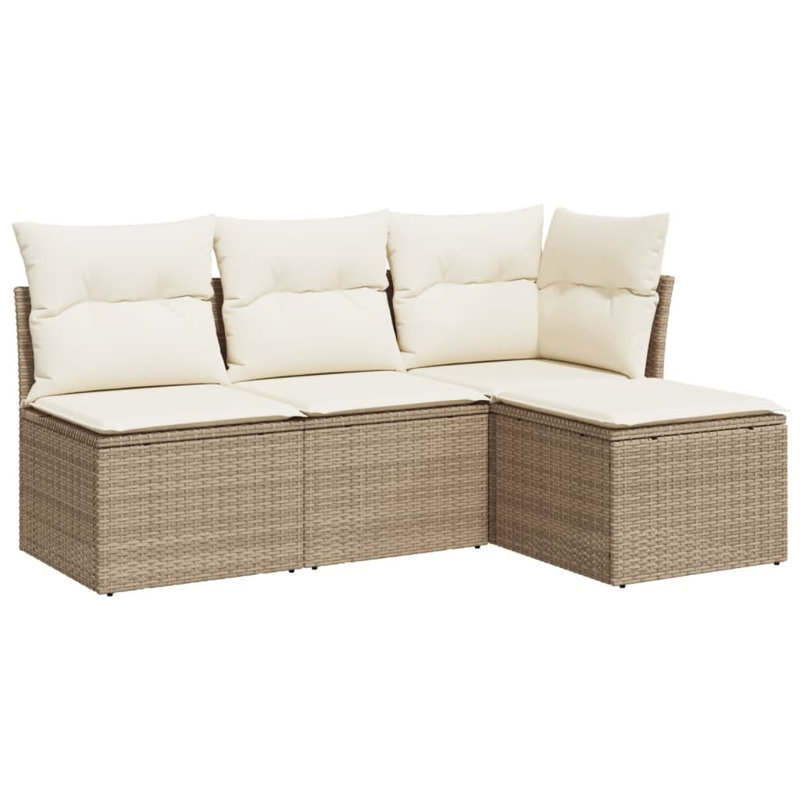 Ensemble de canapé de jardin en rotin PE beige, acier thermolaqué Vidaxl