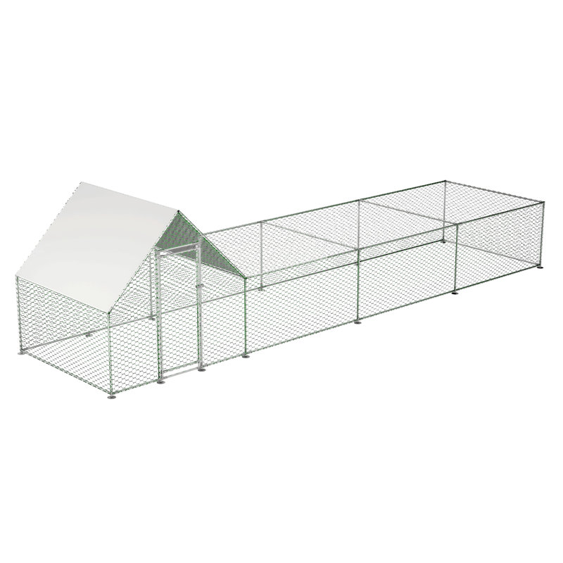 Cage à poulailler en métal avec poulailler, 80" H x 313.03" W x 80.67" D