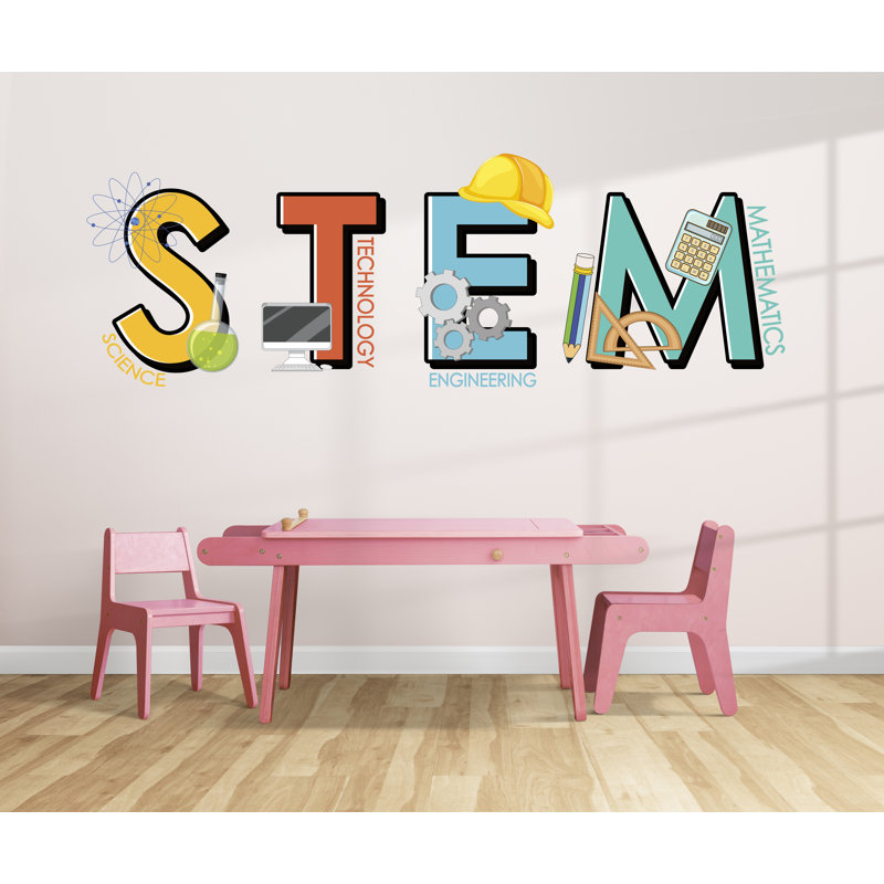 Décalcomanie murale pour sciences, technologie et ingénierie, décorations murales Steam pour école, H 24 po x l 8 po