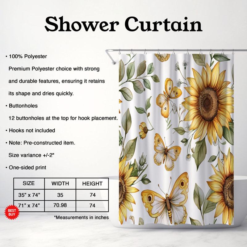 Bloom Wings - Premium Shower Curtain, 74"H x 71"W