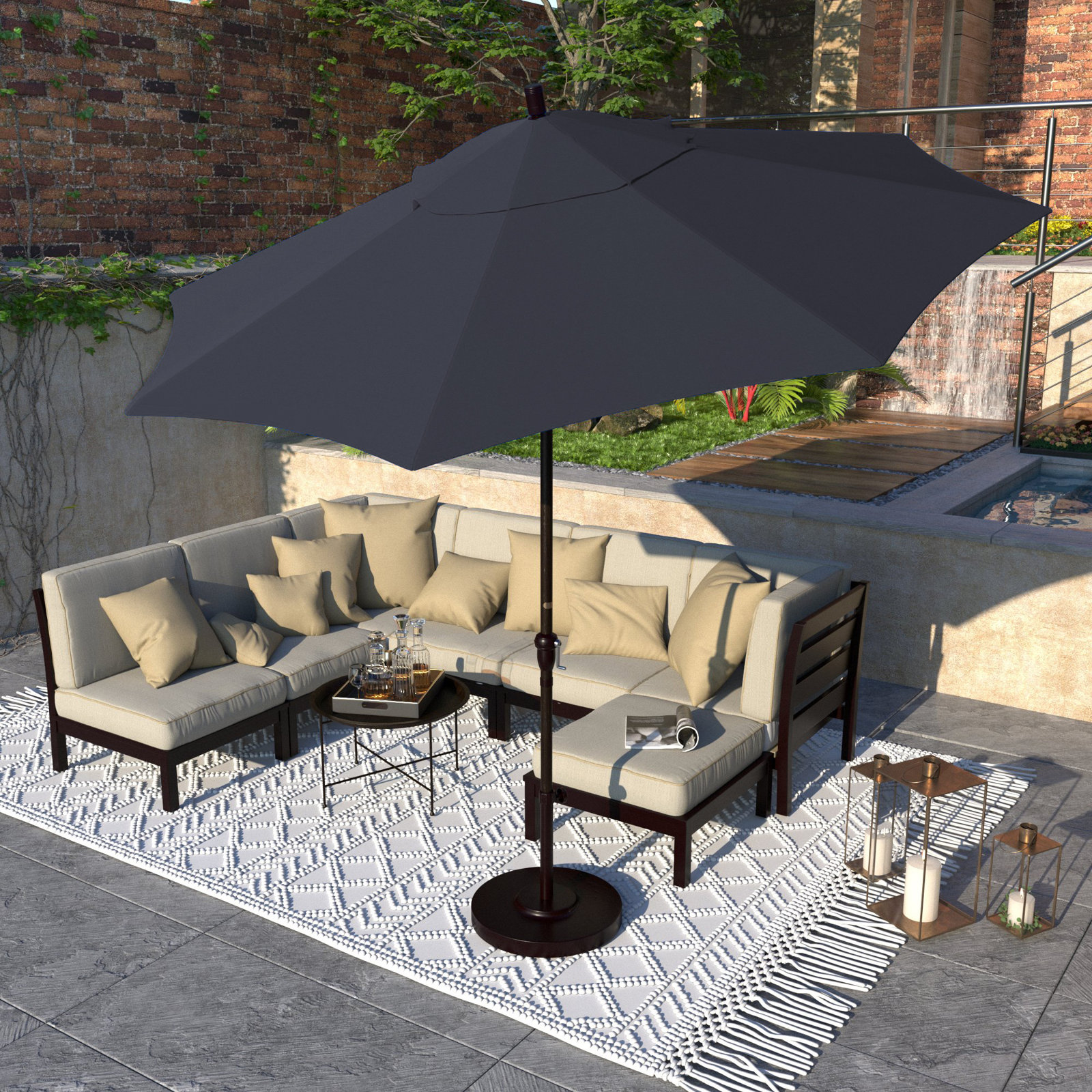 Camry 9' Sunbrella® Market Umbrella, Spectrum Indigo Sunbrella®