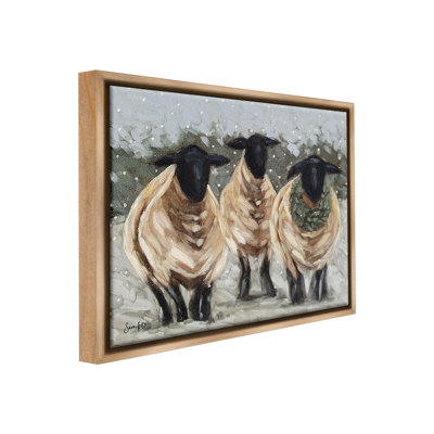 "Sheep In Winter Scene Floater Frame" par Sara G. Designs sur toile