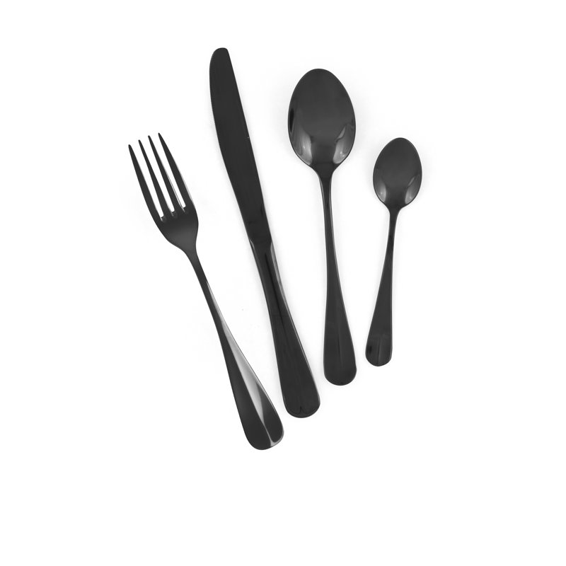 Cutlery Set 24 Pieces, Black