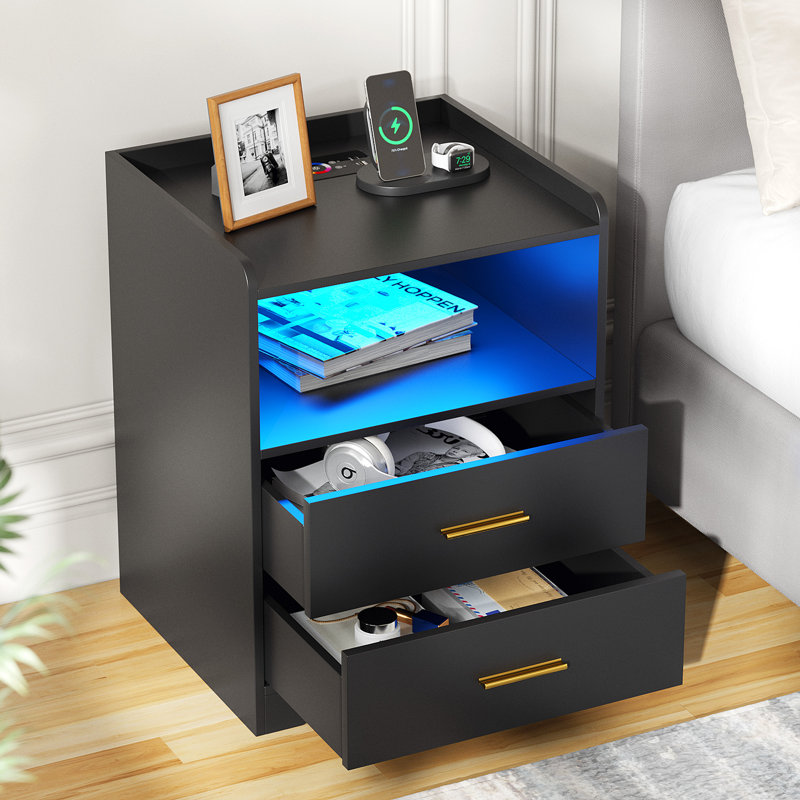 2 Drawer Bedside Table, White