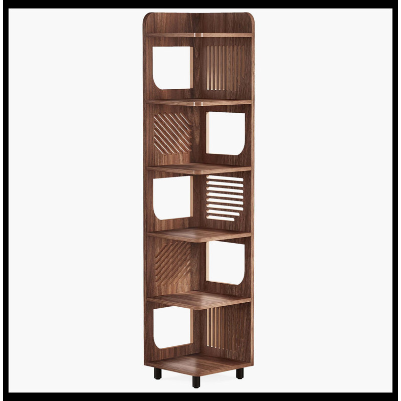Étagère de coin 71 po, étagère de présentation étroite avec support de rangement