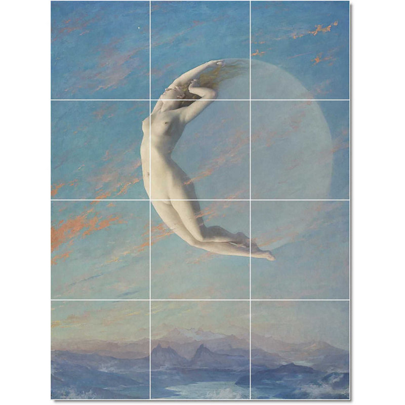 Carreau de céramique décorative 12,75 po x 17 po 4,25 po x 4,25 po, Albert Aublet, peinture de mythologie W22033