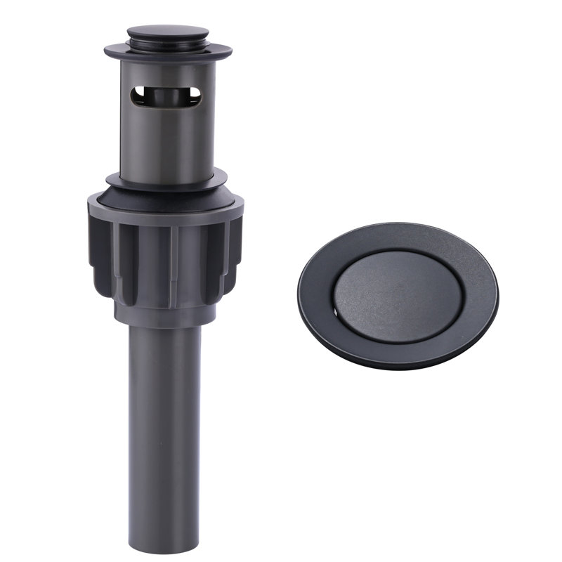 ABS Pop-up Bathroom Sink Drain with Overflow in Black, Matte Black