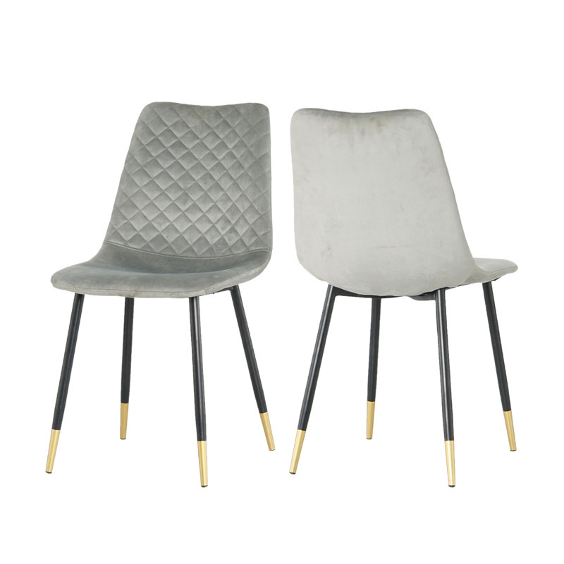 Jacobson 45cm H Velvet Upholstered Metal Upholstered Back Side Chair, Grey