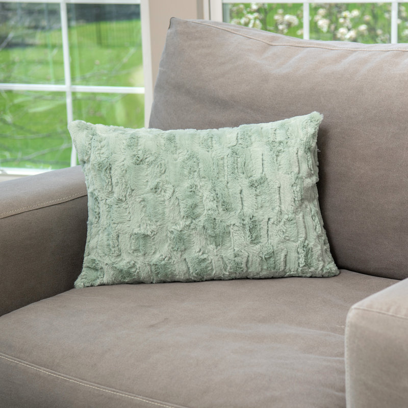 HGTV Coussin en fausse fourrure brossée Art Deco Quietude 14 x 20 pouces, 14 x 20 pouces, Quietude