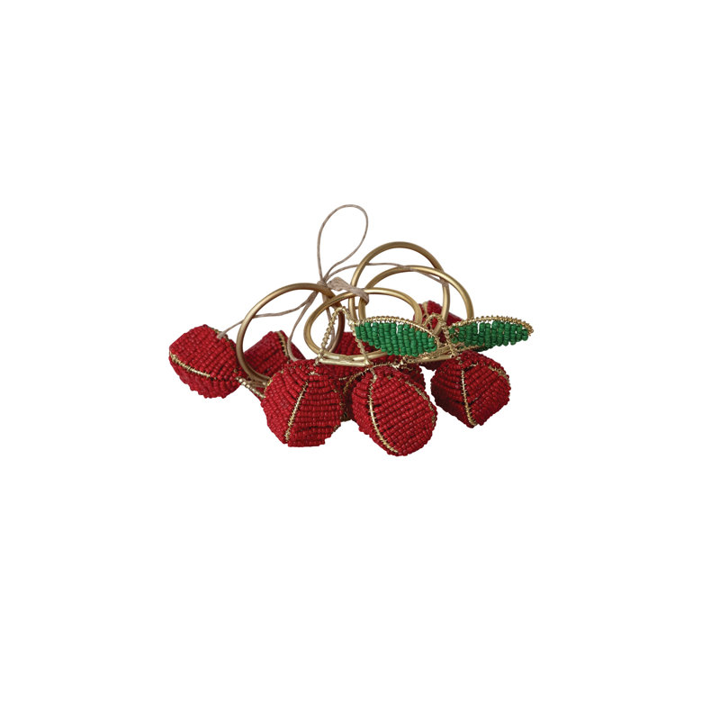 4 anneaux de serviette cerise 4 pièces avec cordon doré