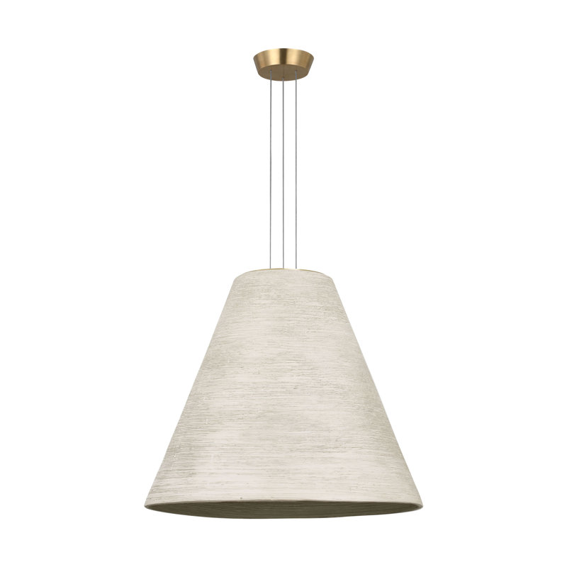 Visual Comfort Modern 1 - Light LED Pendant, 25.8" H x 21" W x 21" D, Cream/Hand Rubbed Antique Brass