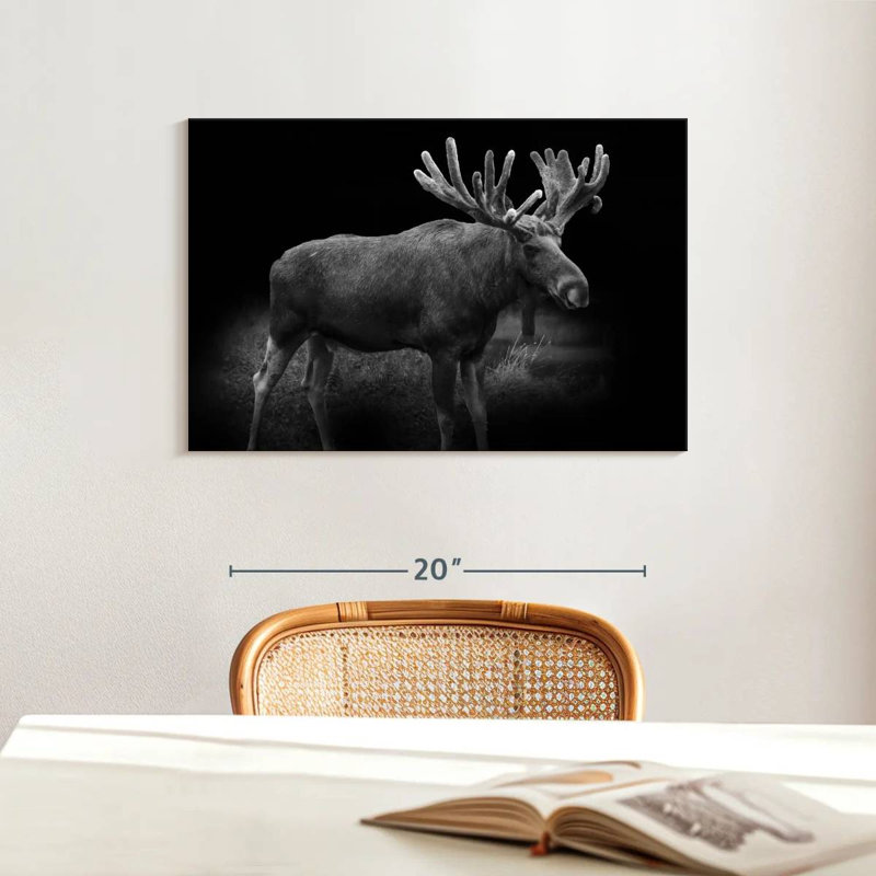 Brampt Monochromatic Bull Moose, 16" H x 24" W