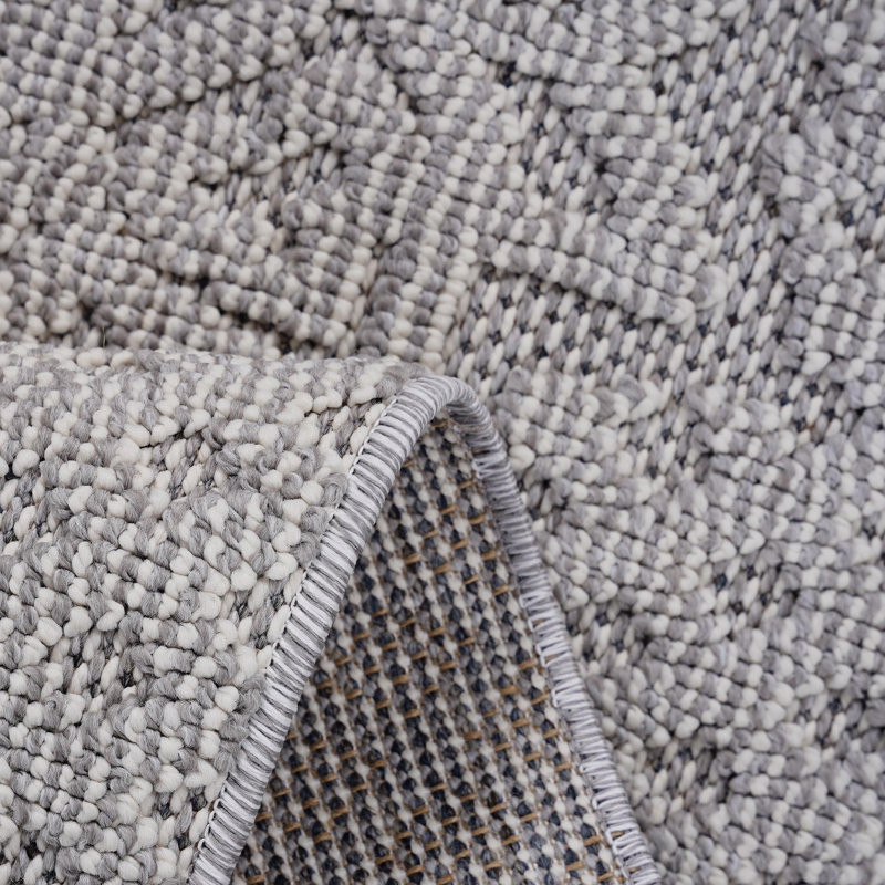 Tapis tissé à la machine Naar Guros, blanc / ivoire / médaillon, Tapis de couloir 2 pi 2 po x 8 pi