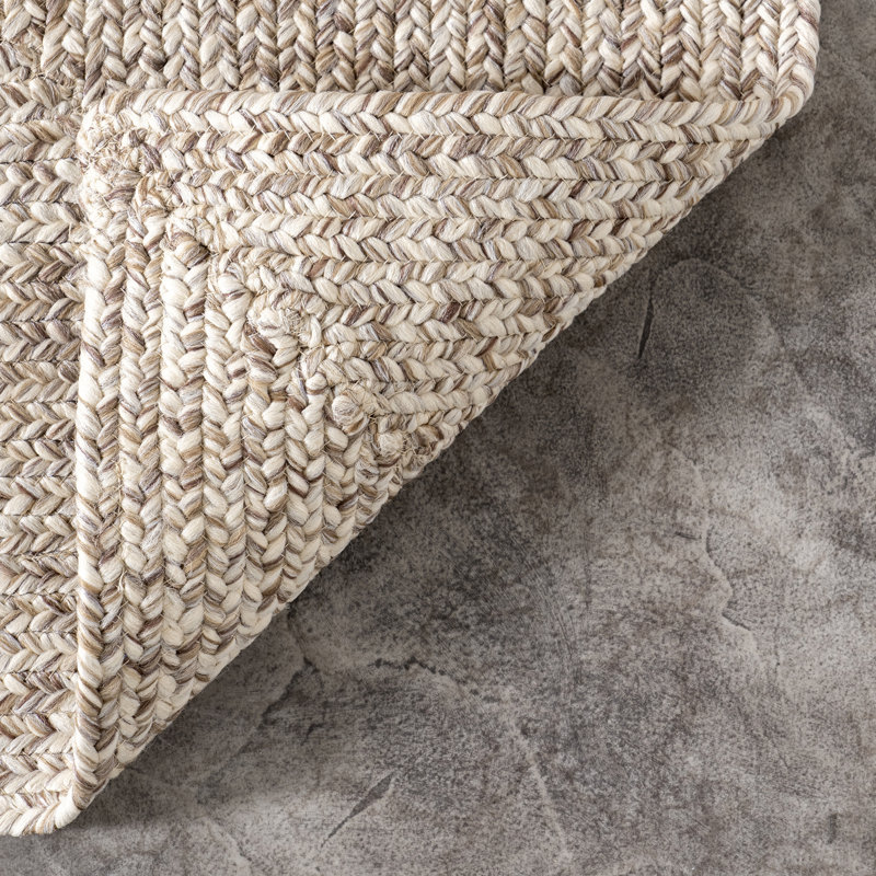 Owensby Braided Tan Indoor/Outdoor Rug, Oval 6' x 9'