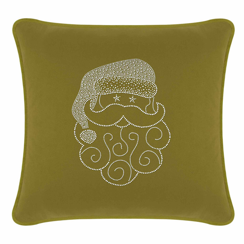 Coussin Sparkles Home Conception de Noël des Fêtes | Insertion de plumes | Lavable à la machine, Carré 20 po, Velours olive