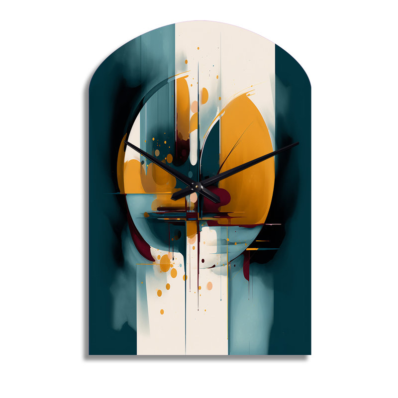 Exploring Abstracted Patterns II - Geometric Asymmetrical Metal Wall Clock, Modern Arch Wall Clock Print, Medium