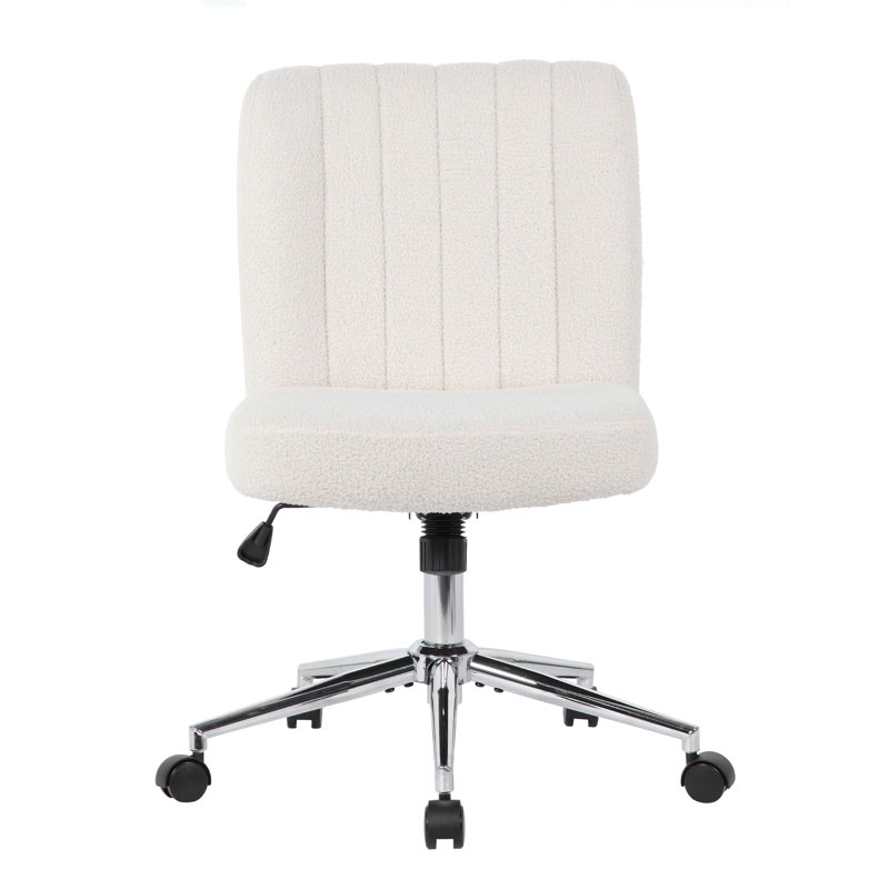 Rio Adjustable Height Office Chair, Cream Boucle, Chrome, Nylon Casters, Cream