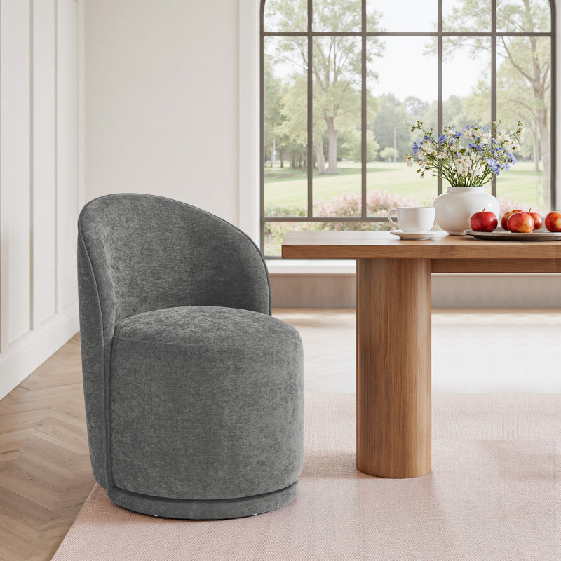 Chaise pivotante intégrée en tissu, Lin de coton gris foncé