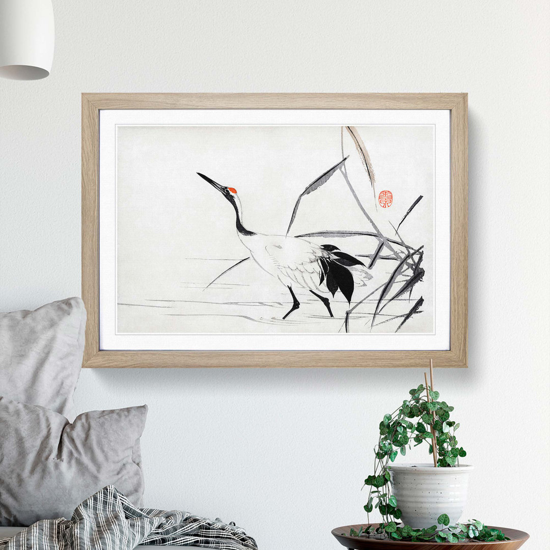 Japanese Crane by Mochizuki Gyokusen - Framed Print