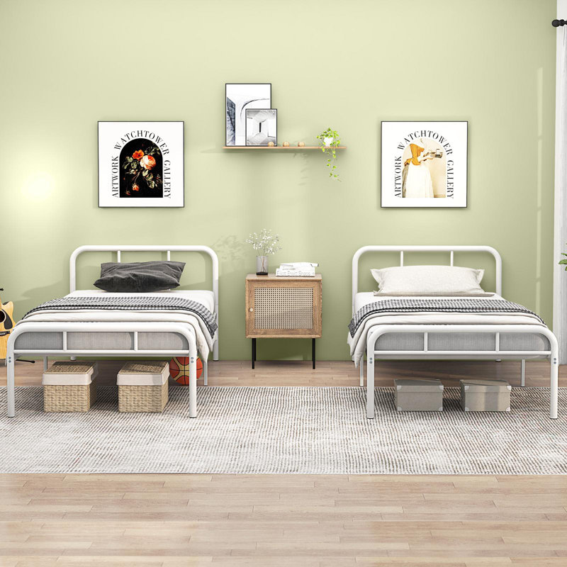 Maneh Metal Platforms Bed by Ebern Designs, Twin, White