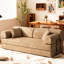 Lit convertible multifonctionnel 4 en 1, canapé 3 places pour la chambre et le salon ocre Boucl, bouclier peau, mousse haute résilience, plancher sans assemblage, 30d texturé