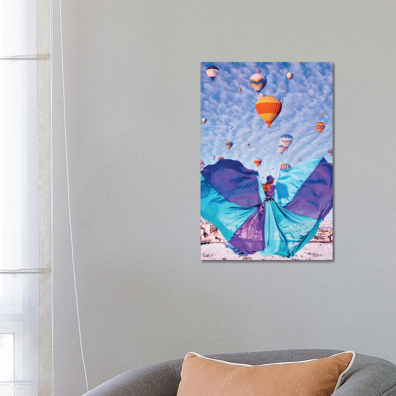 « Blue Butterfly » par Hobopeeba-impression d’art graphique, H 26 po x l 18 po x 1,5 po, Toile tendue, Pas de tapis