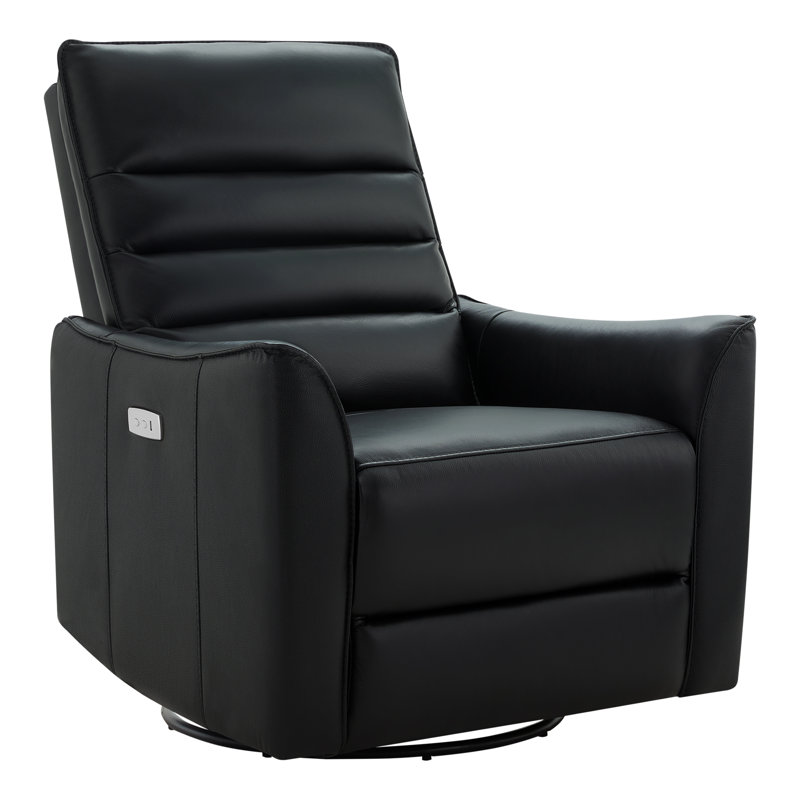 Fauteuil inclinable électrique Gabi, Cuir véritable fleur de Floride noir