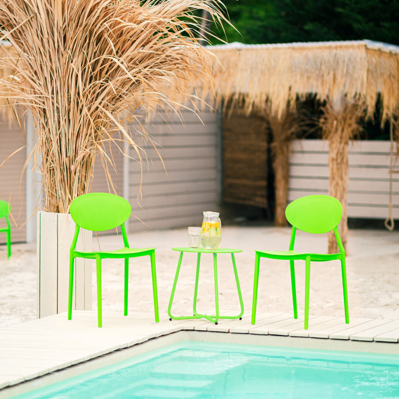 Stackable Outdoor Patio Dining Side Chair, Green