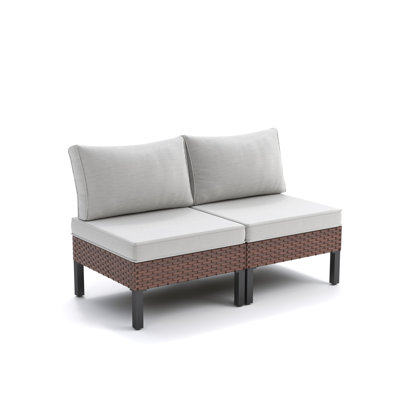Outdoor Wicker 2-Piece Single Sofa Set With Cushions by Latitude Run