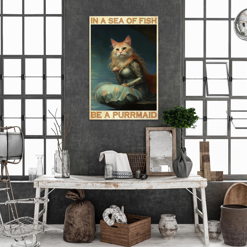«In A Sea of Fish Be A Purrmaid», L 11 po x H 14 po x P 1,25 po