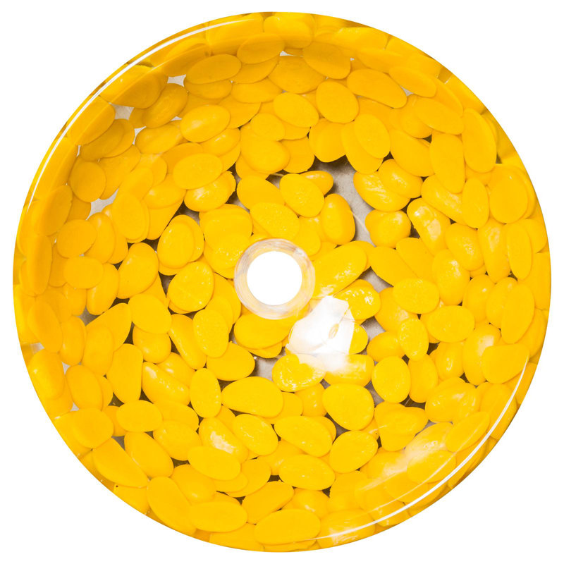 Belfry Bathroom Brook 440mm L x 440mm W Yellow Resin Circular Sink