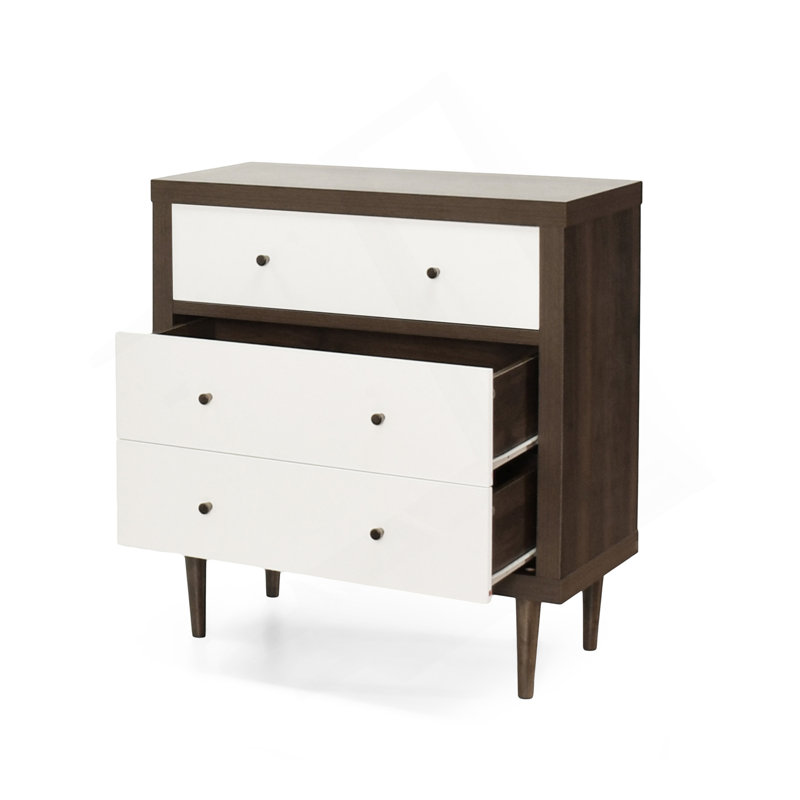 Commode 3 tiroirs L 31,25 po Lovelee, Noyer / Blanc