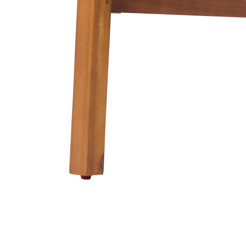 Ensemble de salle à manger de patio 5 pièces en bois d'acacia avec table à lattes et sangles tissées, Corde beige / teck, 4