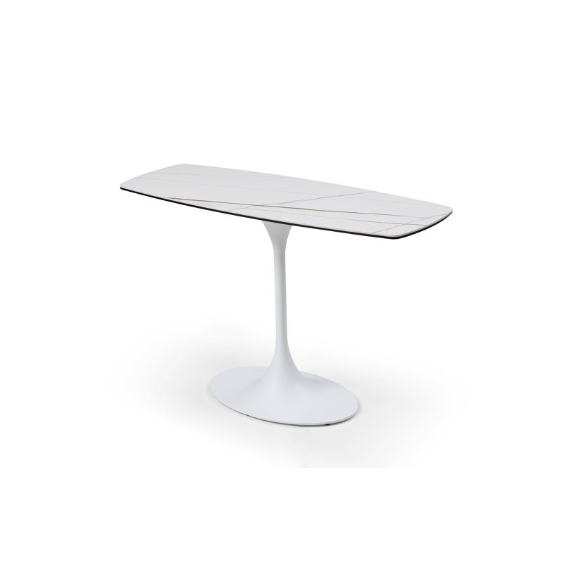 Amarosa 47'' White Glass and Metal Console Table