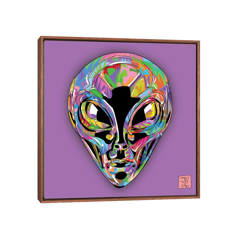 Chrome Alien 1 Piece Wall Art on Canvas, 45.72 cm H x 45.72 cm W x 4.445 cm D, Classic Wood