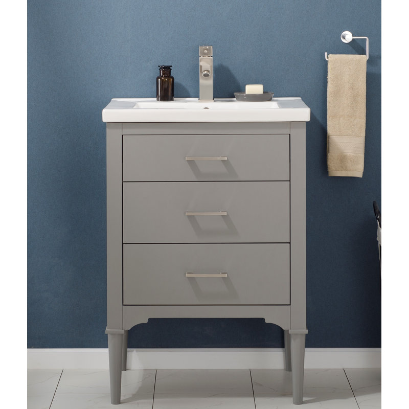 Ensemble de meuble-lavabo simple 24 po Gwenda, Gris
