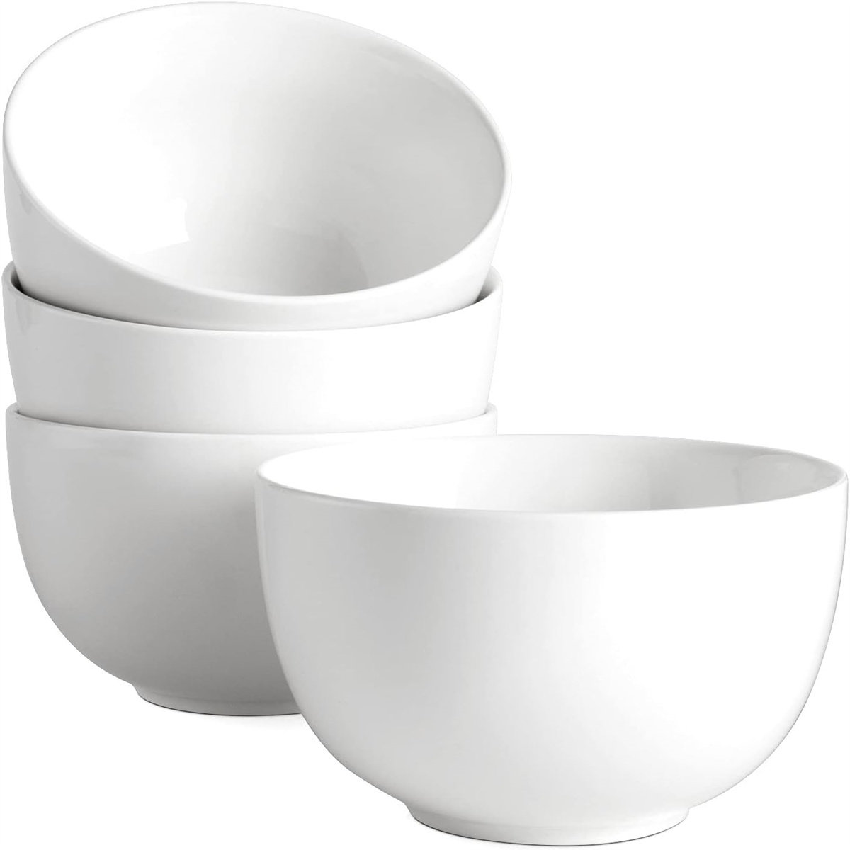 Deep Soup Bowls & Cereal Bowls - 30 Ounces Large Bowls Set Of 4 For Kitchen  - White Ceramic Bowls For Cereal, Soup, Oatmeal, Salad, Ramen, Noodle, 