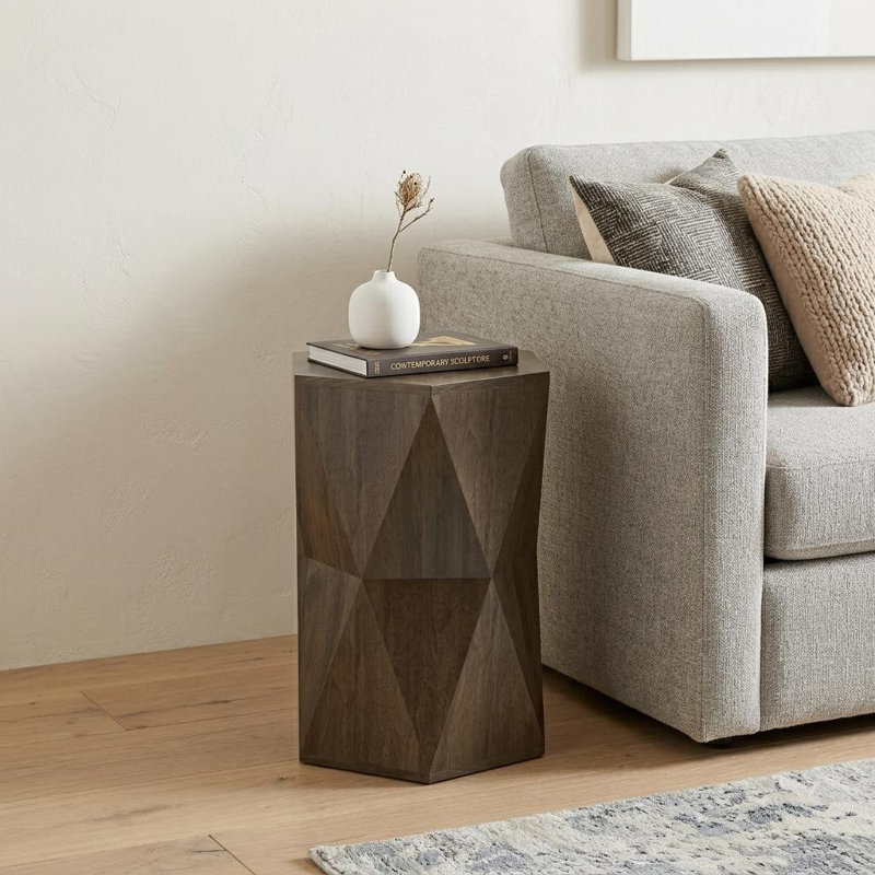 22" Gray Solid Wood End Table