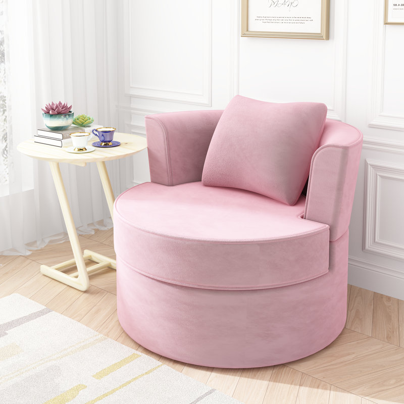 Samuela Velvet Swivel Barrel Chair, Pink Velvet