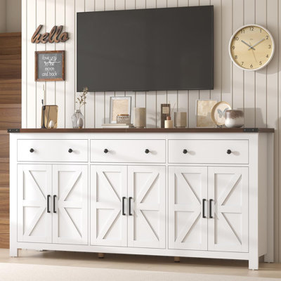 71'' Large Farmhouse Sideboard with Adjustable Shelves and 3 Large Drawers