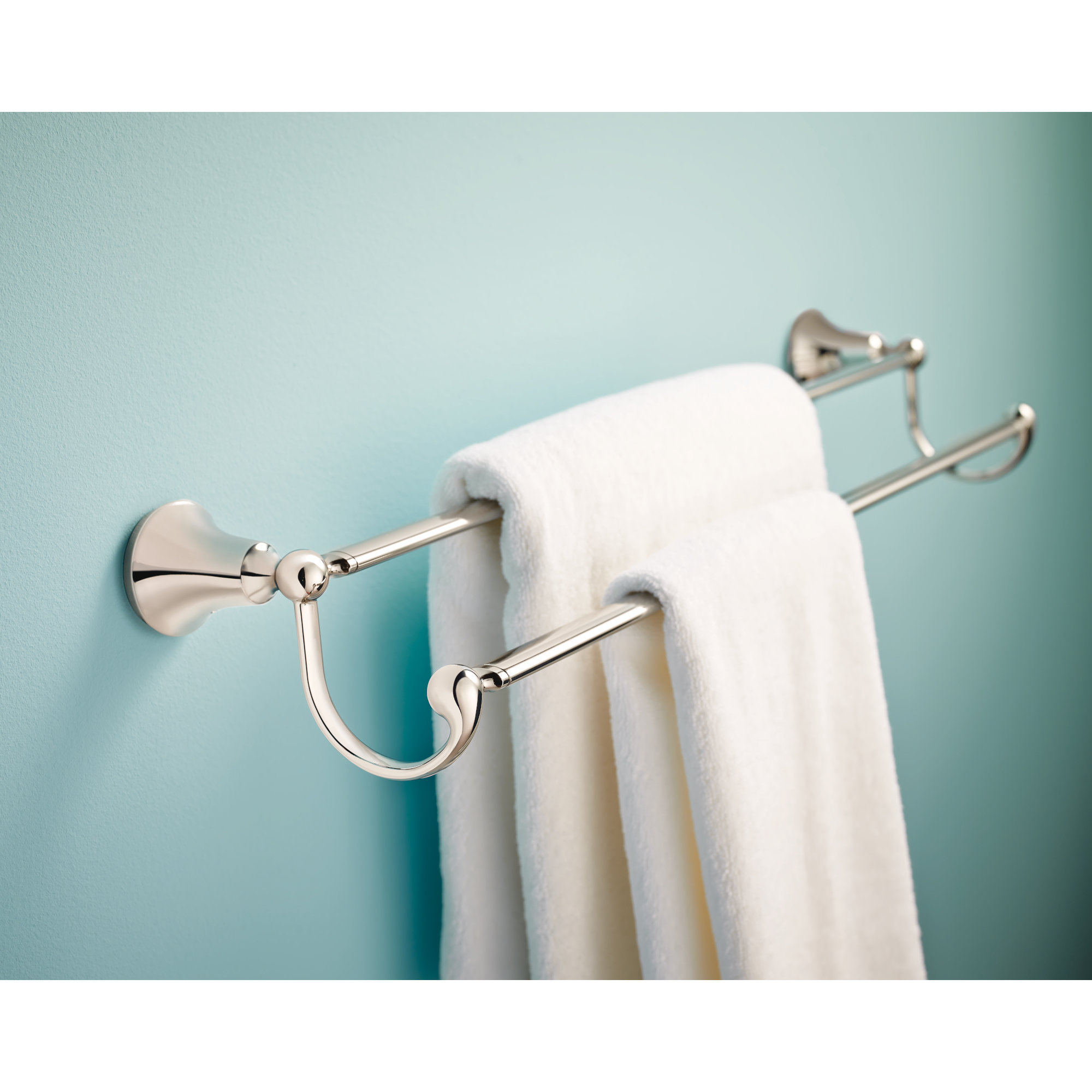 Wynford Double 24" Wall Mounted Towel Bar, Polished Nickel