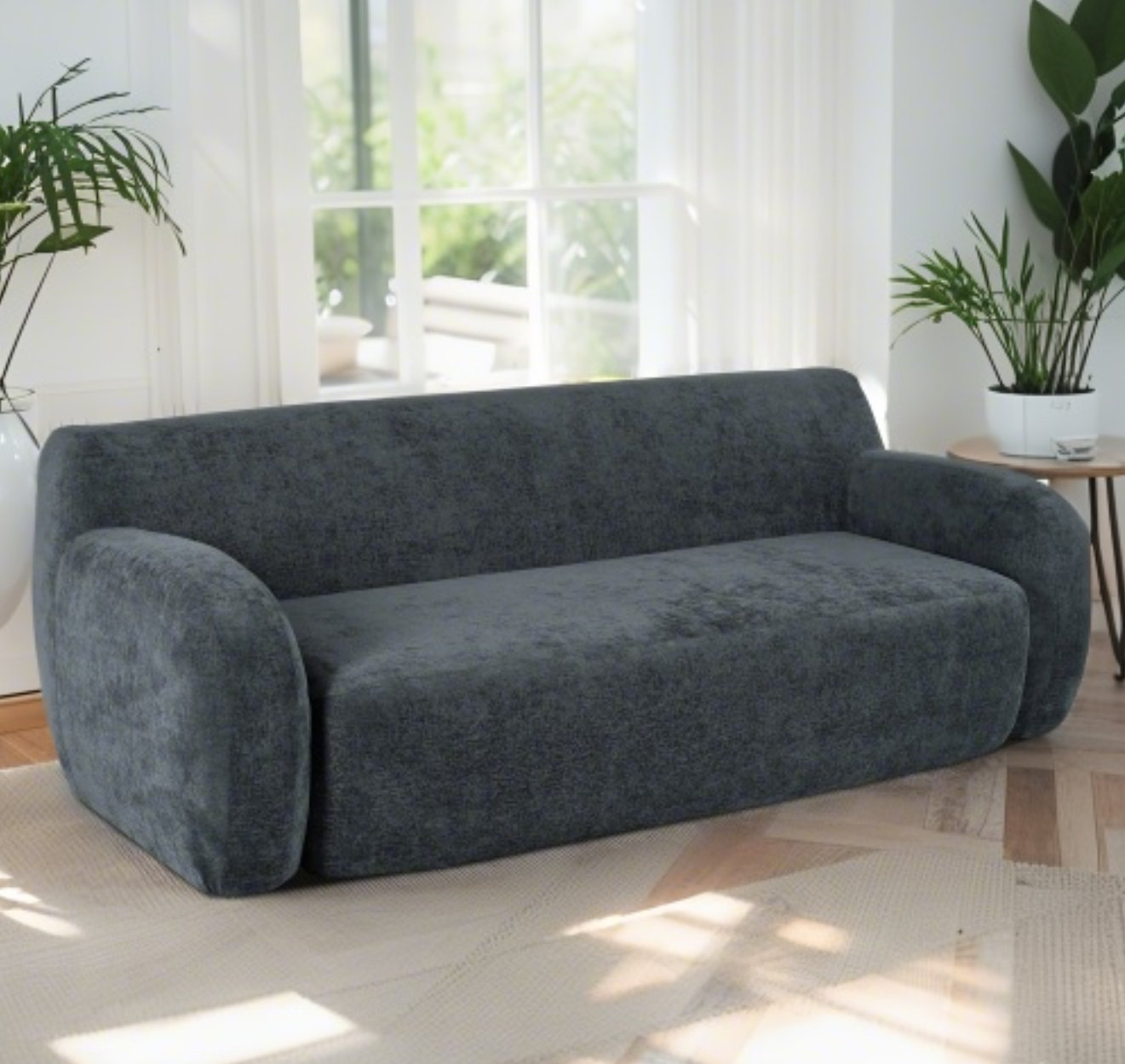 Ebern Designs Minimalist Compression Sofa, 3-Seater Casual Sofa Curved ...