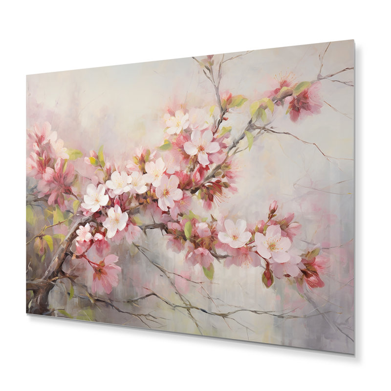 Fleur de pommier impressionniste - reproduction de fleur de pommier sur métal, H 12 po x l 20 po