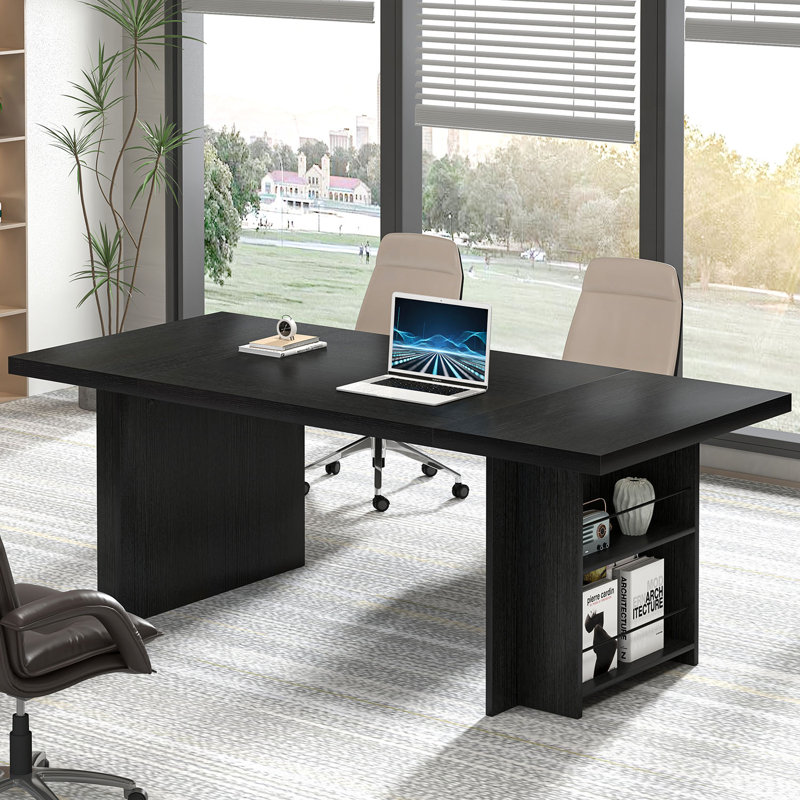 Hulste 70" Executive Desk, Black, Black