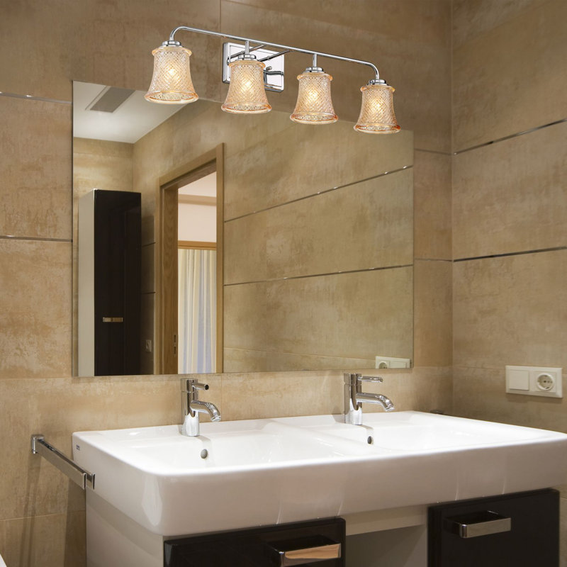 Éclairage pour salle de bain 4 lumières à intensité variable Aline, Chrome