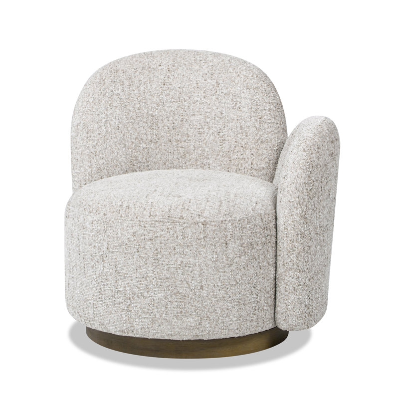 Bertolde 31.5" RAF One-Arm Swivel Accent Chair, Multi-Greige Beige