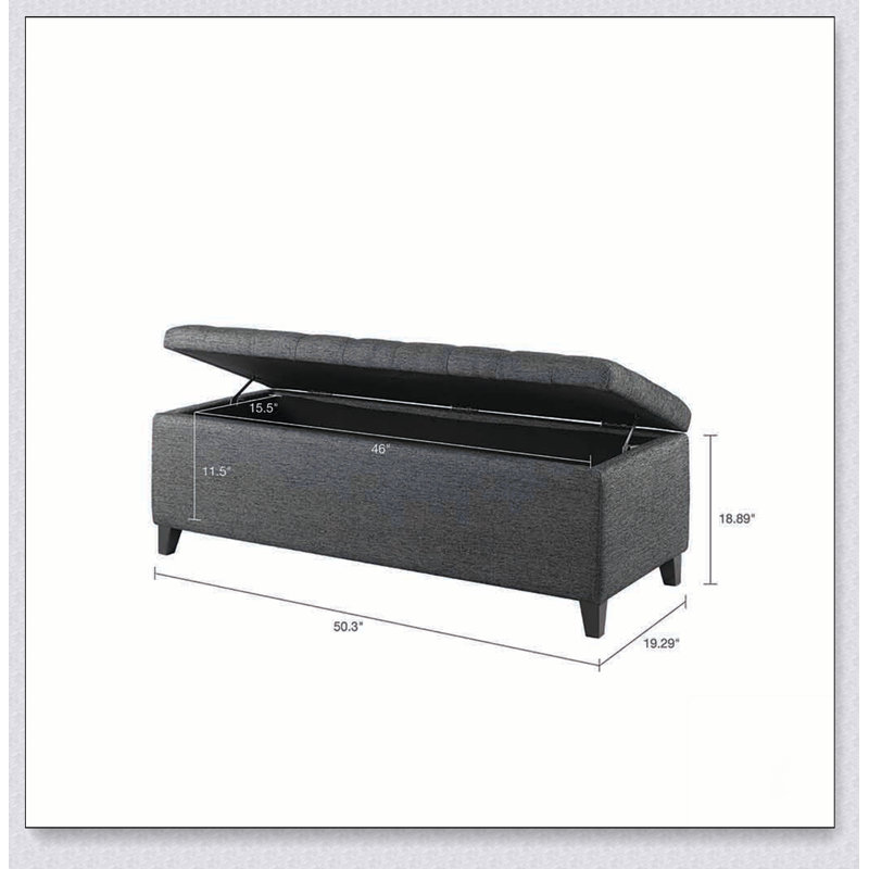 Tufted Top Soft Close Storage Bench Simple design, comfortable and durable, multi-functional bench, Charcoal