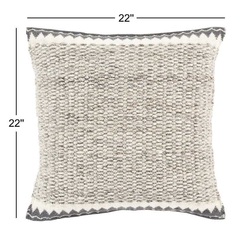 Reni Wool Blend Reversible Throw Pillow, 22"H x 22"W, Polyester/Polyfill